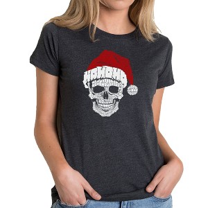 LA Pop Art Santa Skull - Women's Premium Blend Word Art T-Shirt - 1 of 4