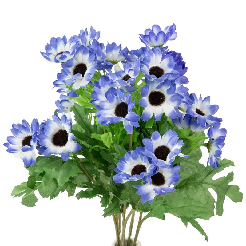 Allstate Floral 15" Blue Cineraria Daisies Artificial Silk Floral Bouquet, 3 of 5