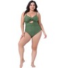 Agnes Orinda Women's Plus Size Cutout High Waisted Tummy Control One Piece Swimsuit - 3 of 4