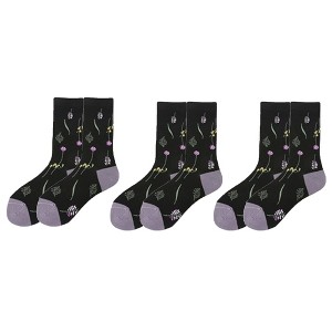 Anna-Kaci Women's 3-Pair Floral Pattern Crew Socks with Scalloped Cuff and Allover Knit Design for Everyday Style - 1 of 4