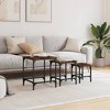 vidaXL Set of 3 Smoked Oak Nesting Coffee Tables - Industrial Design, Engineered Wood, Various Sizes, Metal Frame, Max 99.2 lb Load - 2 of 4