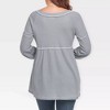 Maternity Sweater V Neck Long Sleeve Peplum Tops Fall Outfits for Maternity Cozy Waffle Knit Sweater Midweight Babydoll Smock Tops - 2 of 4