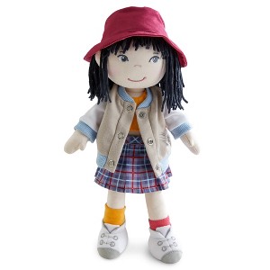 HABA 12" Soft Doll Yuki with Black Hair, Embroidered Face, Stylish Bucket Hat and Clothes - Washable Toddler Baby Doll for 18 Months+ - 1 of 4