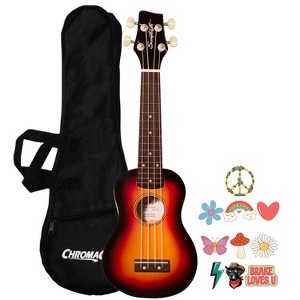 Autographed Sawtooth Sunburst Basswood Soprano Ukulele w Gig Bag and Official Brake Stickers - 1 of 4