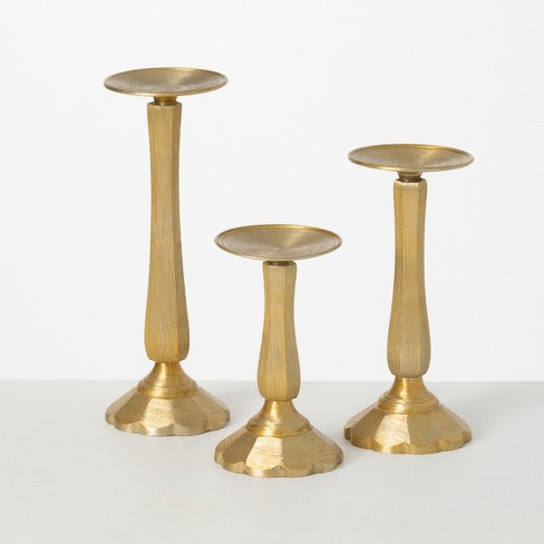 Sullivans Gilded Classic Pillar Candle Holders Set Of 3, 10.5h