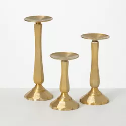Sullivans Gilded Classic Pillar Candle Holders Set of 3, 10.5"H, 8.5"H & 6.5"H Gold