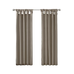 Gracie Mills Elroy Twist Tab Lined Faux Silk Window Curtain Panel - 1 of 4