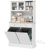 HOMCOM 68" Kitchen Pantry Cabinet with Charging Station, 2 Tilt Out Trash Cabinets and Microwave Stand, Modern Storage Cabinet - 4 of 4
