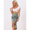 INSPIRE CHIC Women's Summer Beach Flowy Ruched Front Tropical Floral Midi Skirt - 2 of 4