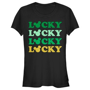 Juniors Womens Mickey & Friends Lucky Stack T-Shirt - 1 of 4