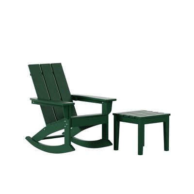 WestinTrends Modern Adirondack Outdoor Rocking Chair with Side Table Set