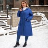 Women's Plus Size Windbreaker Drawstring Waist Hooded Zipper Outdoor Long Trench Coats with Pockets - Agnes Orinda - 2 of 4