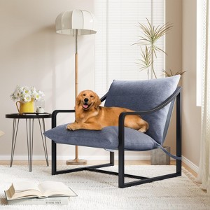 Sling Accent Chair, Metal Frame Living Room Chairs with SOFE Cushion, Comfy Chair for Bedroom, Easy Assembly - 1 of 4
