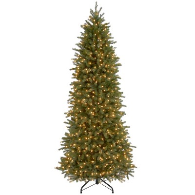 National Tree Company 7.5ft Jersey Fraser Fir Pencil Slim Tree with Clear Lights