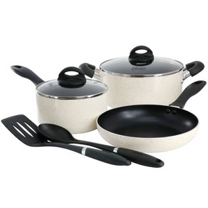 Oster Clairborne 7 Piece Nonstick Aluminum Cookware and Kitchen Tool Set in Linen - 1 of 4