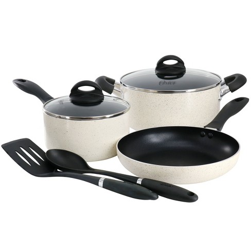 Oster Clairborne 7 Piece Nonstick Aluminum Cookware and Kitchen Tool Set in Linen - image 1 of 4