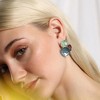 SOHI Women's Indigo Blue:Olive Green The Medium Lilypad Stud Earrings - 3 of 4