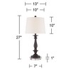 Regency Hill Rustic Farmhouse Table Lamps 27" Tall Set of 2 with Round Riser Bronze White Fabric Drum Shade for Living Room Bedroom House - 4 of 4
