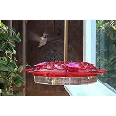 14" Red and Yellow Plastic Hanging Hummingbird Feeder