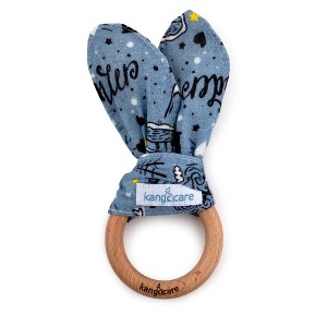 Kanga Care Baby Muslin Crinkle Bunny Ear Wood Teething Ring - 1 of 4
