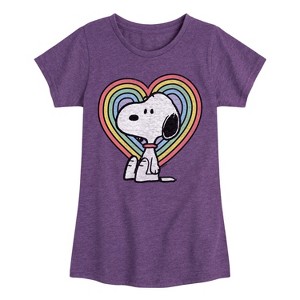 Girls' - Peanuts - Snoopy Pastel Heart Fitted Short Sleeve Graphic T-Shirt - 1 of 4