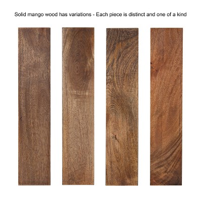 28" Natural Brown Mango Wood Round Wall Mirror