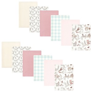 Hudson Baby Infant Girl Cotton Flannel Burp Cloths Bundle, Girl Woodland Pals, One Size - 1 of 4