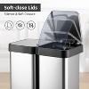 16 Gallon Dual Trash and Recycling Bin, Stainless Steel Kitchen Garbage Can with Double Lid, Pedal Rubbish Bin, Without Inner Bucket, Silver - 4 of 4
