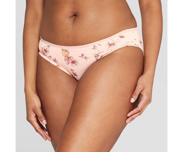 Women's Modal Bikini with Mesh Waistband - Auden&#153; Casual Pink Tropical XL