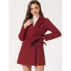 INSPIRE CHIC Women's Notch Lapel Double Breasted Belted Mid Long Outwear Winter Coat - 2 of 4