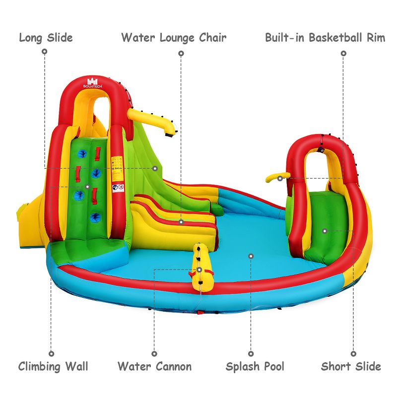 Costway Kids Inflatable Water Slide Bounce Park Splash Pool with Water Cannon & 480W Blower, 5 of 11