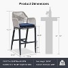 PURPLE LEAF Counter Height  Sunbrella Stools Set of 2 Modern Rattan Wicker with High Back Arms for Outdoor - 3 of 4