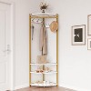 Corner Coat Rack with Shoe Bench Entryway and 6 Double Hooks, Corner Hall Tree - Corner Clothes Rack with Storage Corner Tree - 4 of 4