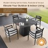 Aluminum Outdoor Dining Table Set for 4, Rounded Square Sintered Stone Table and 4 Armchairs with Sunbrella Cushions - Koiai - 3 of 4