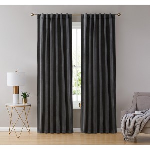 HLC.ME Lopez Velvet Premium Soft Light Filtering Back Tab Rod Pocket Window Treatment Curtain Panels - Set of 2 - 1 of 4