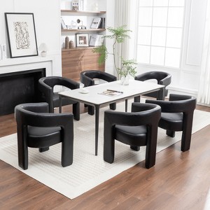 SEYNAR Modern Glam PU Leather Upholstered Dining Chair, Open-Back Accent Chair Set of 6 - 1 of 4