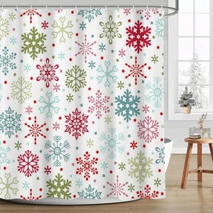 Christmas Shower Curtains for Bathroom Winter Colorful Snowflakes Bathroom Curtains Xmas Bathroom Decors 70.8x70.8 Inch - 1 of 1