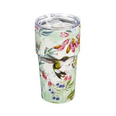 Evergreen Cypress Home Double Wall Ceramic Companion Cup with Tritan Lid, 13 OZ, Paradise Pond