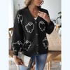 Coolmee Women's Halloween Print Button Down Cardigan V Neck Drop Shoulder Knit Outerwear - 2 of 4