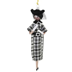Italian Ornaments 7.0 Inch Ramona In Houndstooth  Plaid Ornament Italian Diva Couture Tree Ornaments - 1 of 3