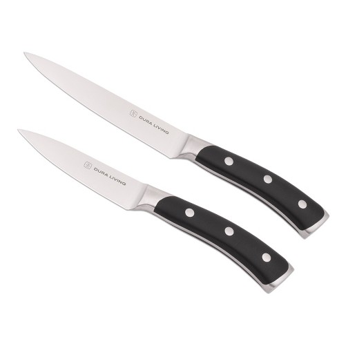 DURA LIVING 2-Piece Kitchen Knife Set - Ultra Sharp Forged High Carbon  German Stainless Steel With Ergonomic Handle, 5 Inch Utility, 3.5 Inch  Paring