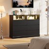 6 Drawer Dresser for Bedroom with Power Outlet, Modern Double Dresser with LED Lights, Wide Dresser Organizer with Open Shelf Storage for Closet - 4 of 4