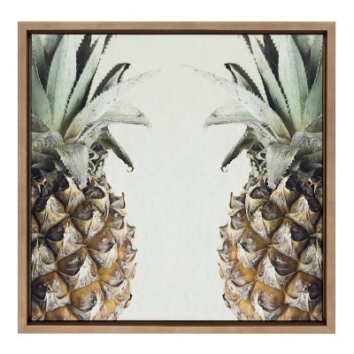Gold Framed Pineapples Print on Canvas, 22" x 22"