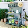 65" Garden Shed Storage Shelves Outdoor Plant Stand Flower Display Rack Wooden Patio Workstation 3-Tier Potting Workbench-The Pop Home - 2 of 4