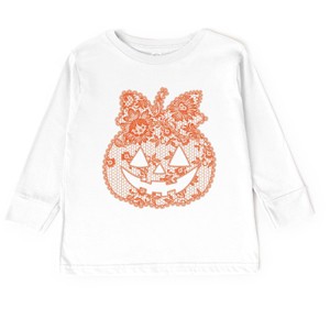 Pumpkin Doily Coquette - Youth Long Sleeve Graphic T-Shirt and Toddler Long Sleeve Graphic Tee - 1 of 3