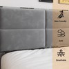 King Size Platform Bed Frame, Upholstered Bed Frame with Velvet Headboard, Wooden Slats Support, No Box Spring Required, Easy Assembly, Gray - 3 of 4