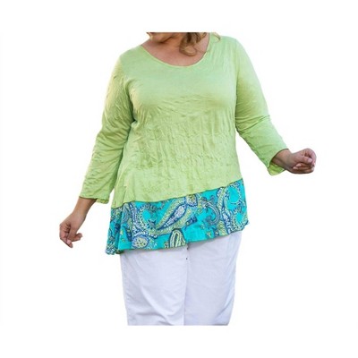 Women's Round Neck 3/4 Sleeve Kristi Tunic - Plus Size - On The Plus Side