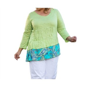 Women's Round Neck 3/4 Sleeve Kristi Tunic - Plus Size - On The Plus Side - 1 of 3