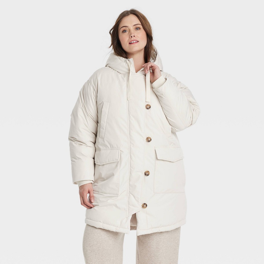 Women's Long Parka Jacket - Universal Thread™ Cream XXL