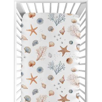 Sweet Jojo Designs Gender Neutral Unisex Baby Fitted Crib Sheet Seashells Multicolor